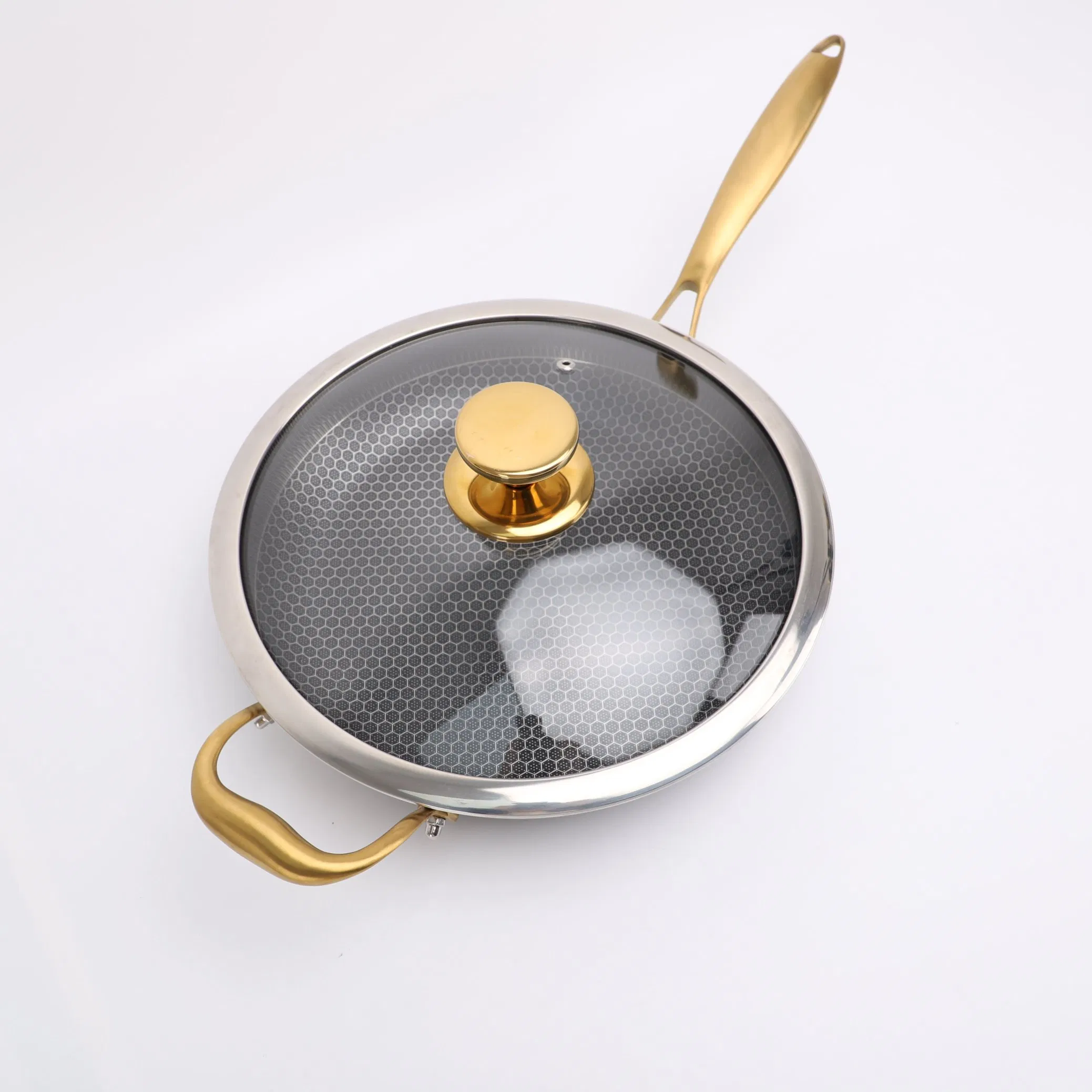 Factory Direct 12inch Tri-Ply Honeycomb Nonstick Coating Stainless Steel Deep Frypan