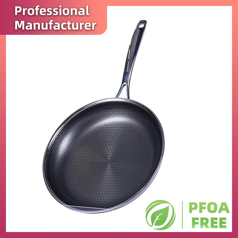 Best Seller Factory Wholesale Tri-Ply Non Stick Honeycomb Ceramic Coating Stainless Steel Cookware