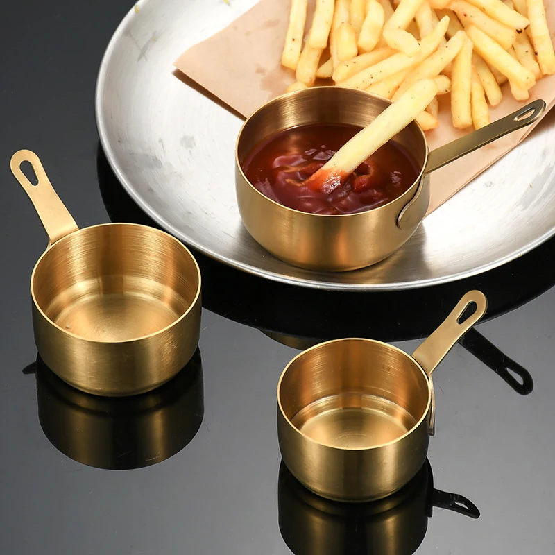 Mini Stainless Steel Sauce Pan 60ml/80ml/100ml Small Saucepan Gravy Pot Ketchup Boats Steak Sauce Cup Western Restaurant