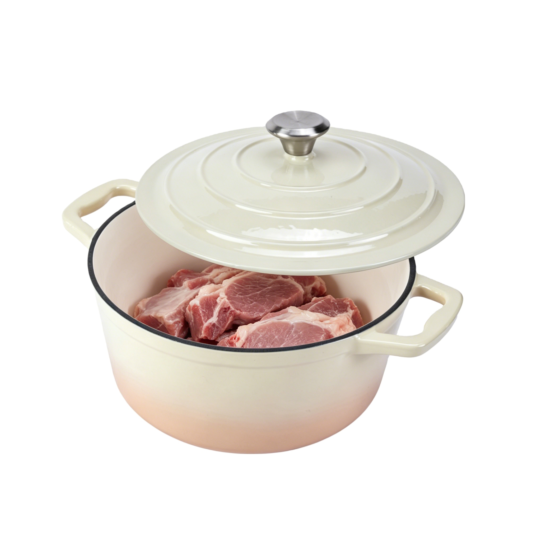 Premium Two-Tone Enameled Cast Iron Dutch Oven for Home Kitchen, Healthy Non-Stick Stewing Pot