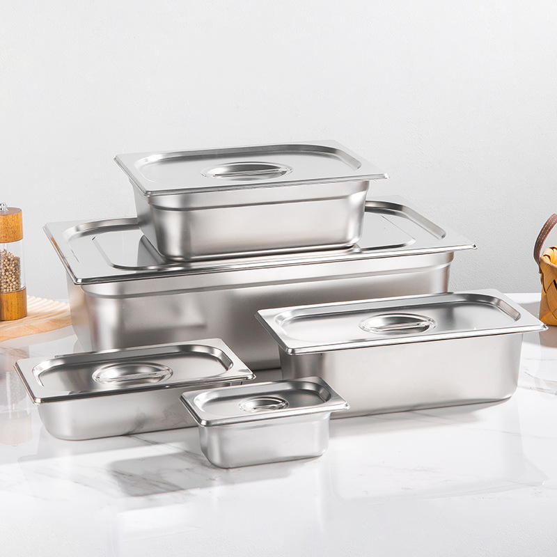 304 Stainless Steel Commercial Dish Rectangle Square Pot Thickened Restaurant &amp; Hotel Portion Pot