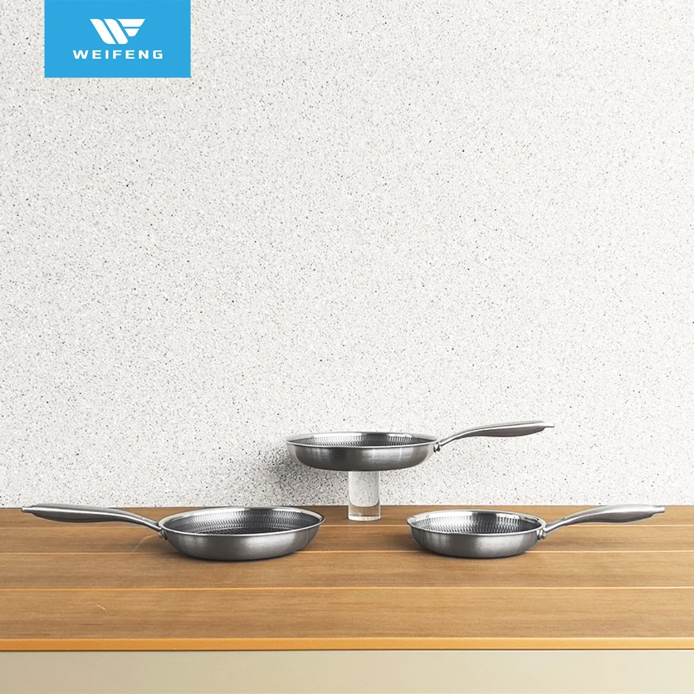 3PCS High Quality Thickened Tri-Ply Patterned Non-Stick Frying Pan, Stainless Steel Cookware