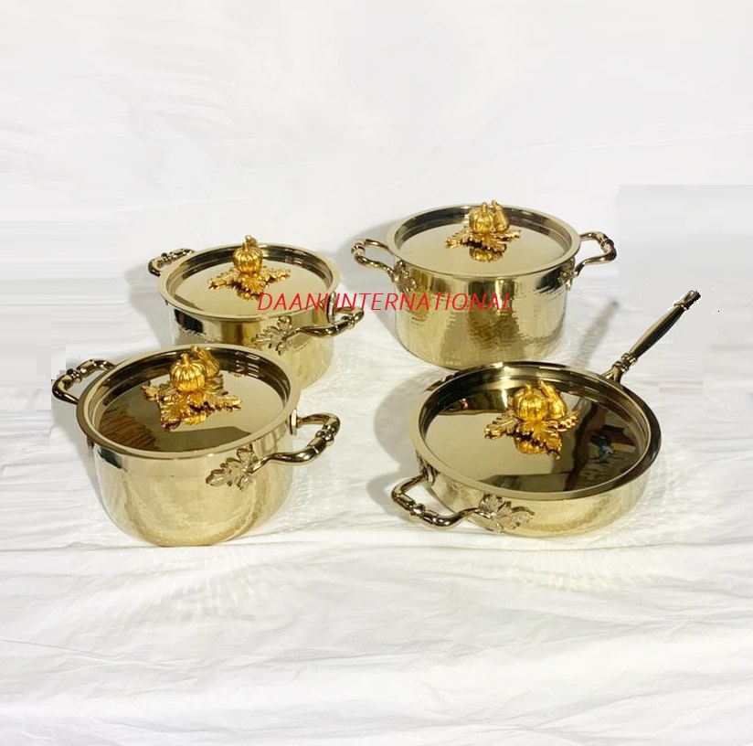 Premium Stainless Steel Gold Cookware Set Food Safe Durable Oven Safe Dishwasher Safe Lightweight Rust-Proof Multi-Piece Cooking