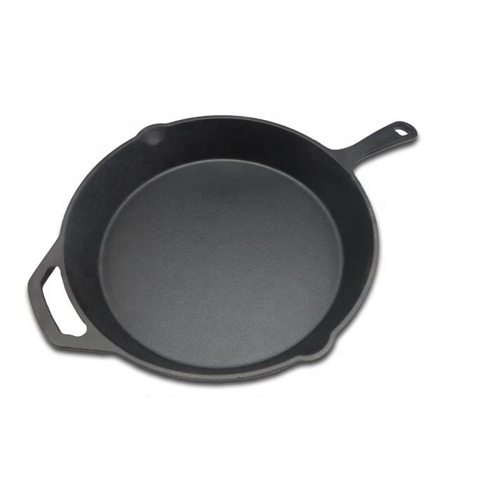 OEM ODM 12-Inch Classic Cast Iron Skillet Induction Compatible Flat Bottom Frying Pan with Gas Grill Kitchenware