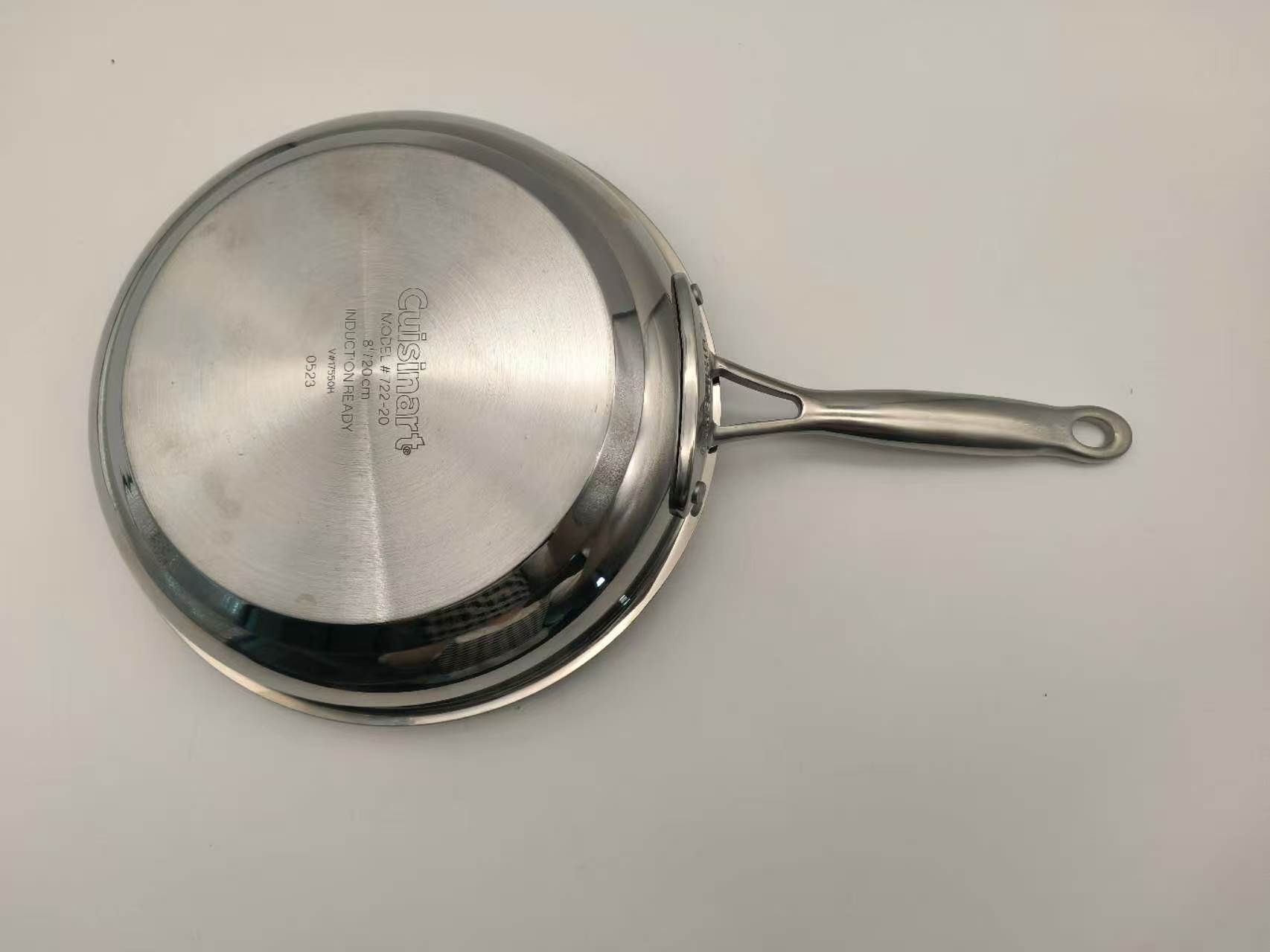 Stainless Steel Frying Pan Skillet Induction Compatible Kitchen Cookware with Ergonomic Handle