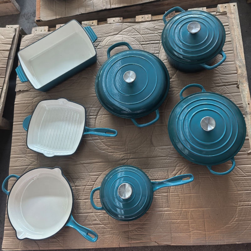 Pot Set Non Stick Cookware Min 1 Set Orange Kitchen 11 Piece Cast Iron Quality Luxury Enameled Cookware Set