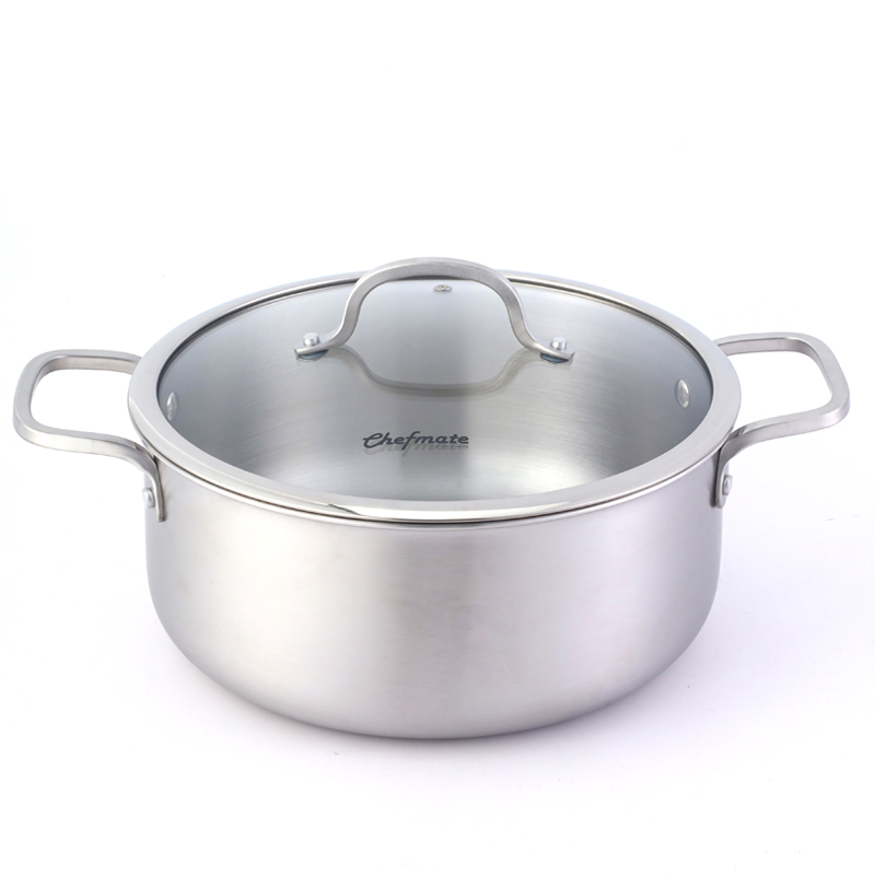 Tri ply Stainless Steel Soup Stock Pot Large Kitchecn Home Restaurant Cookware 5 QT Sauce Dutch Oven with lid