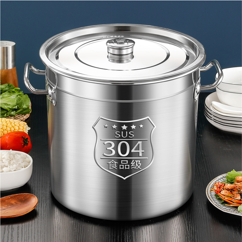 China Factory Commercial Extra Thick 304 Stainless Steel Large Capacity Soup &amp; Stock Pots Lid Oil Barrel Use For Commercial Use