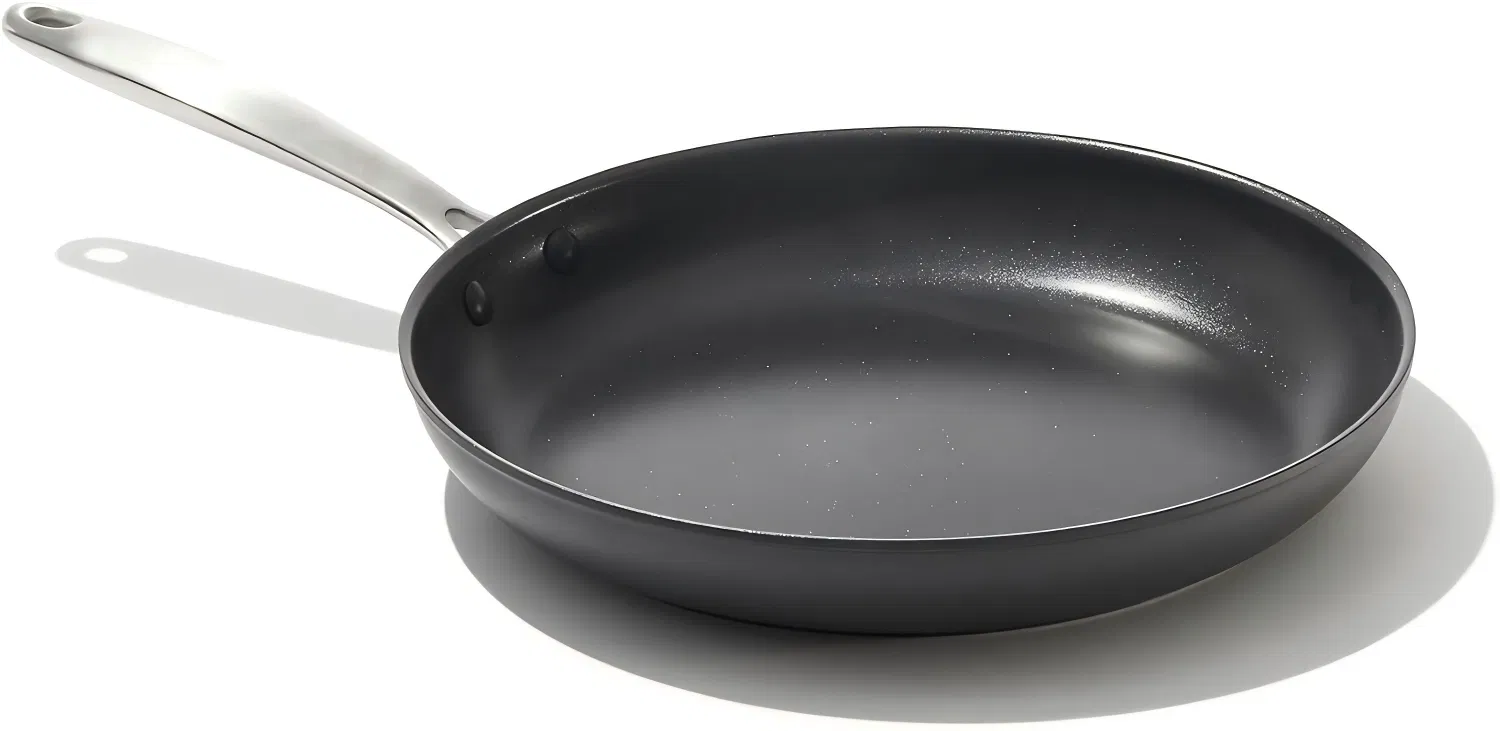 Enhanced 10" Frying Pan Skillet, Pfas-Free Ceramic Nonstick, Durable Hard Anodized Cookware, Scratch Resistant, Stainless Steel Handle, Good Grips