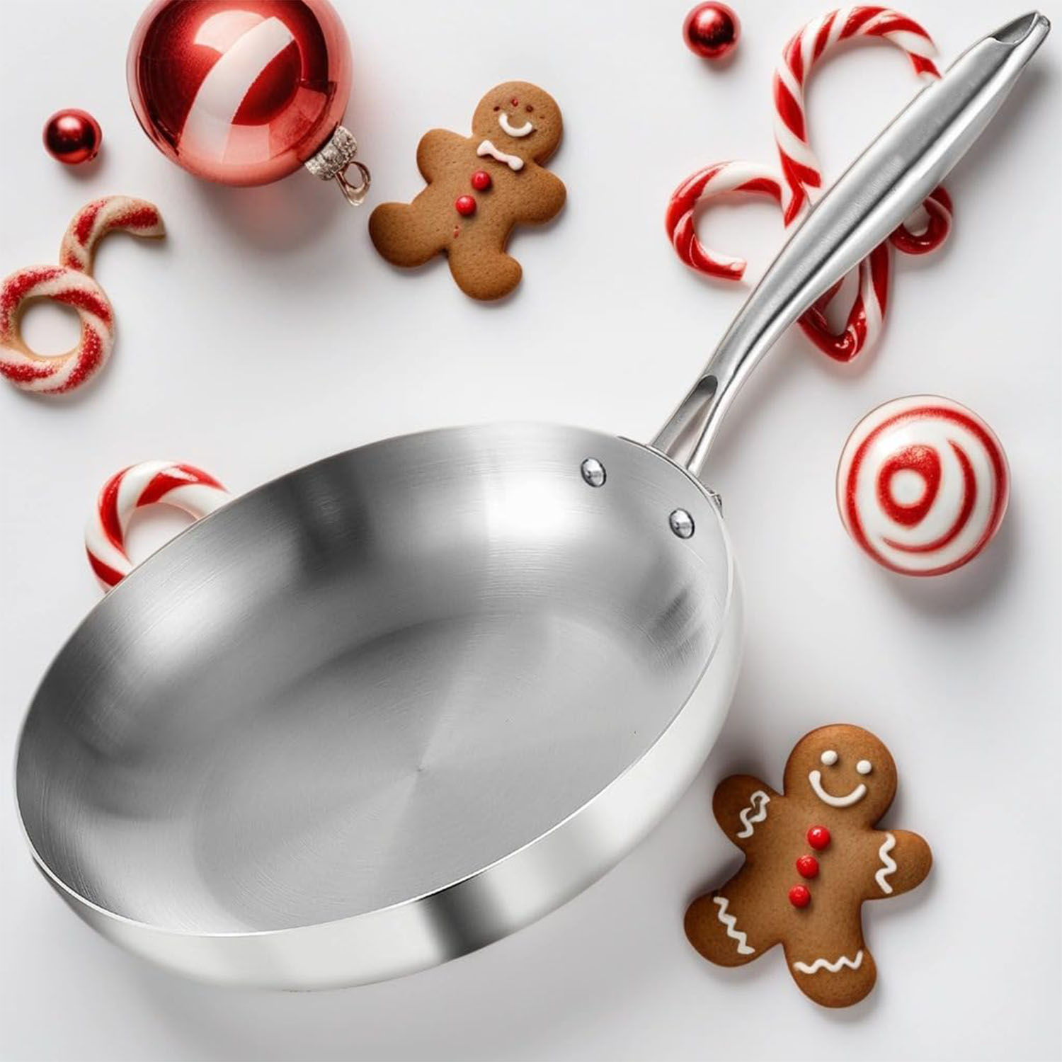 Tri-ply Stainless Steel Frying Pan Set Skillets Chef's Pans Induction Cookware 18cm-20cm-22cm