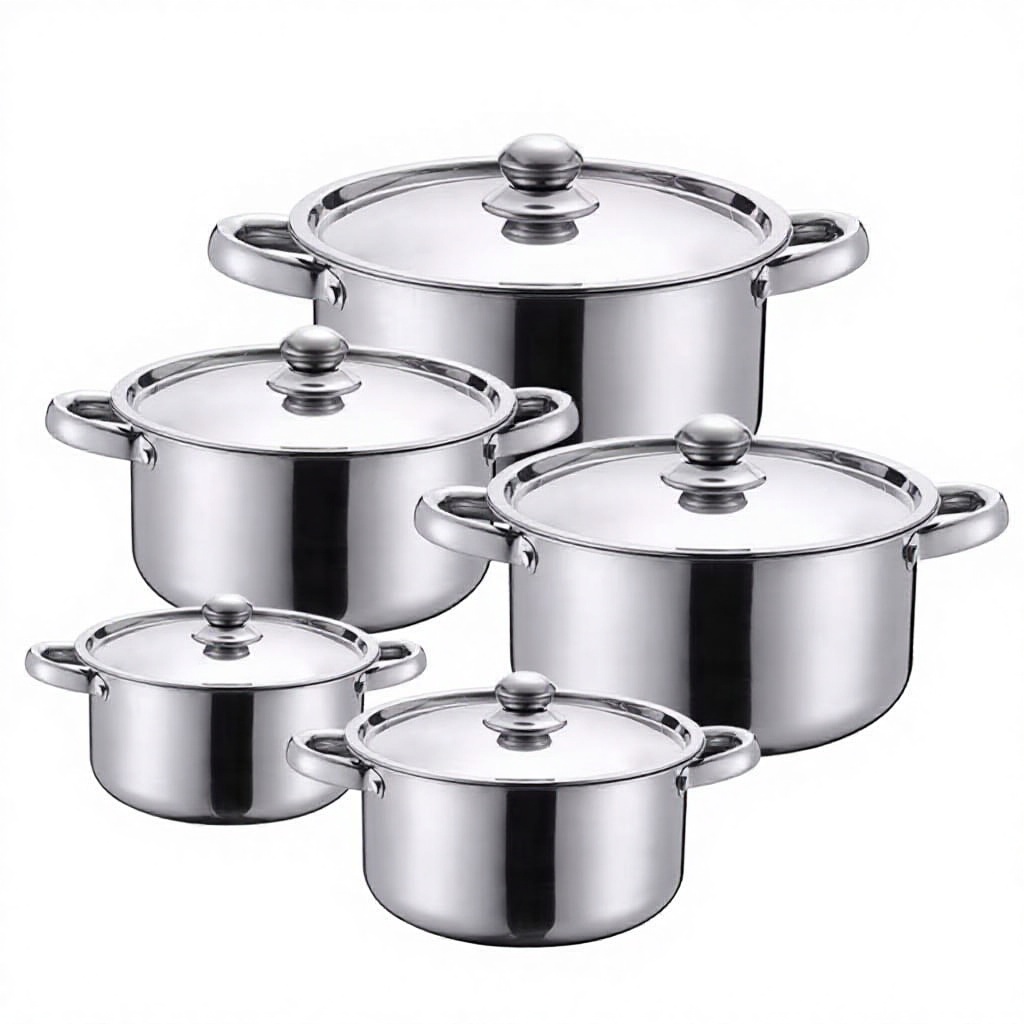 10-Piece Stainless Steel Induction Compatible Chinese Style Kitchen Cooking Steamer Soup Set Cooker Set