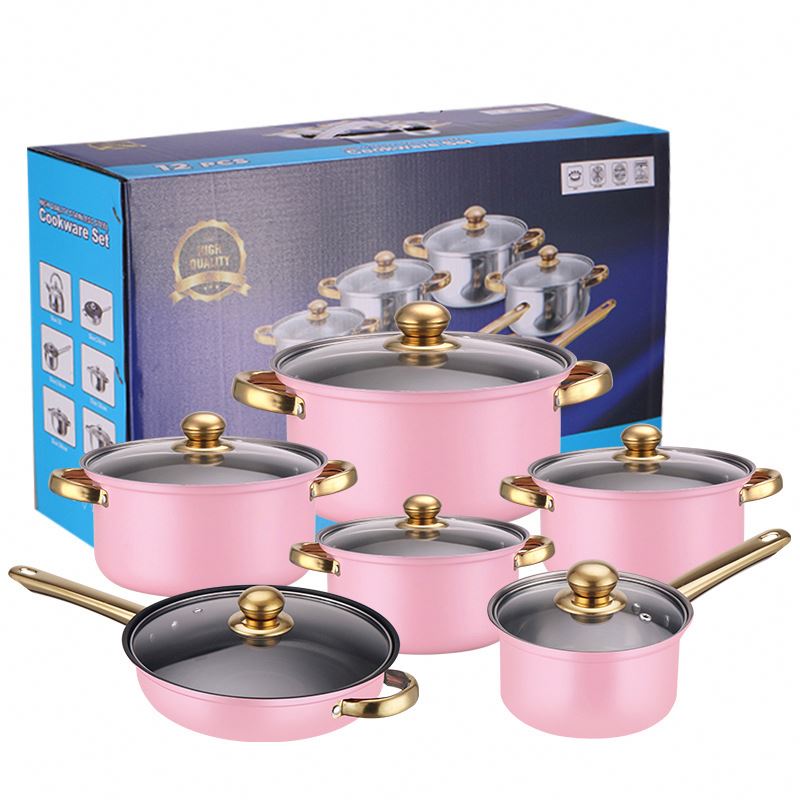 Wholesale Factory Outlet Stainless Steel Stock 12 Pieces Cookware Sets Soup Pots Casseroles Cooking Pot Sets