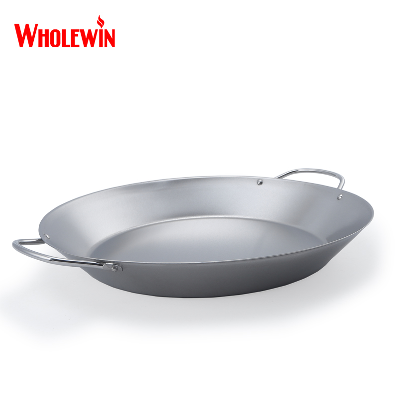 Spanish Steel Wok Pan Chef Grill Pan for BBQ and Paella Induction Compatible Metal Cooking Pan for Home Use