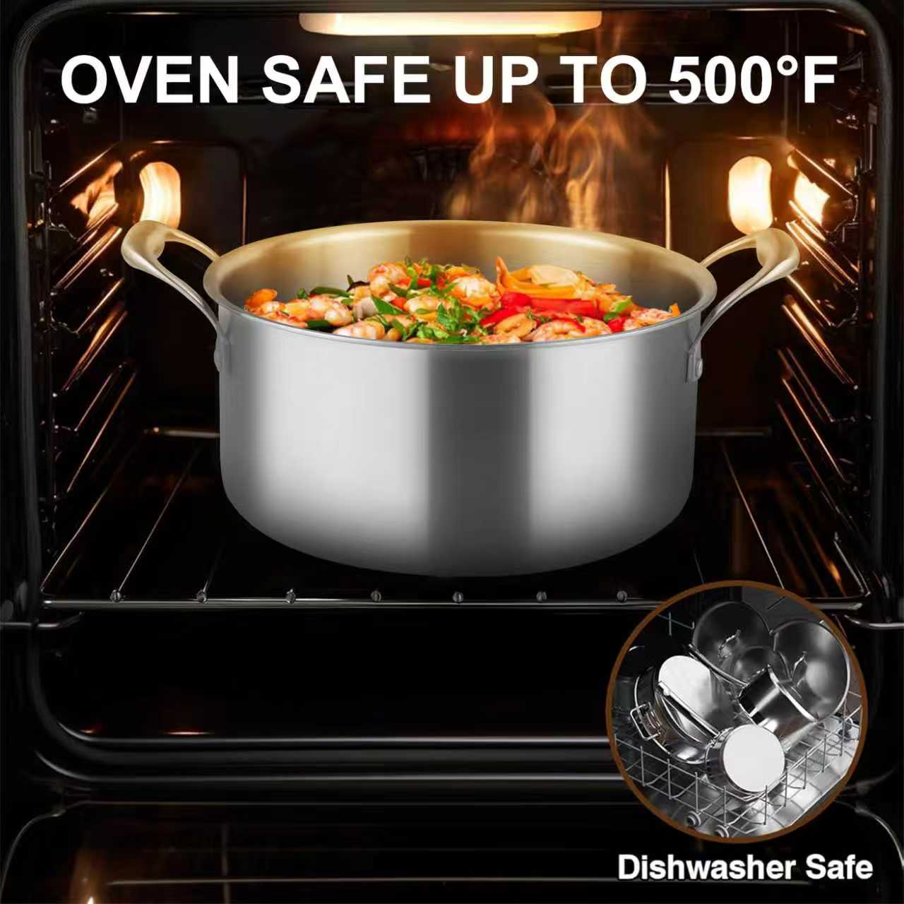 High Quality 304 Stainless Steel Cooking Stew Pots Non Stick Kitchen Induction Cooker Stainless Steel Soup Stock Pasta Pots