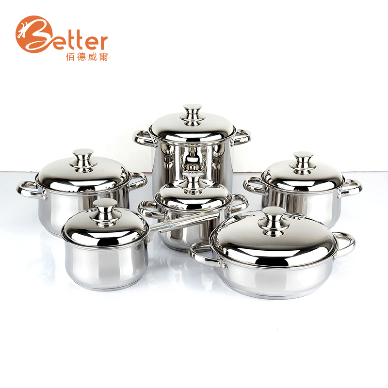 Factory Price 10pcs 304 Stainless Steel Kitchen Cookware Sets with G Type Glass Lid