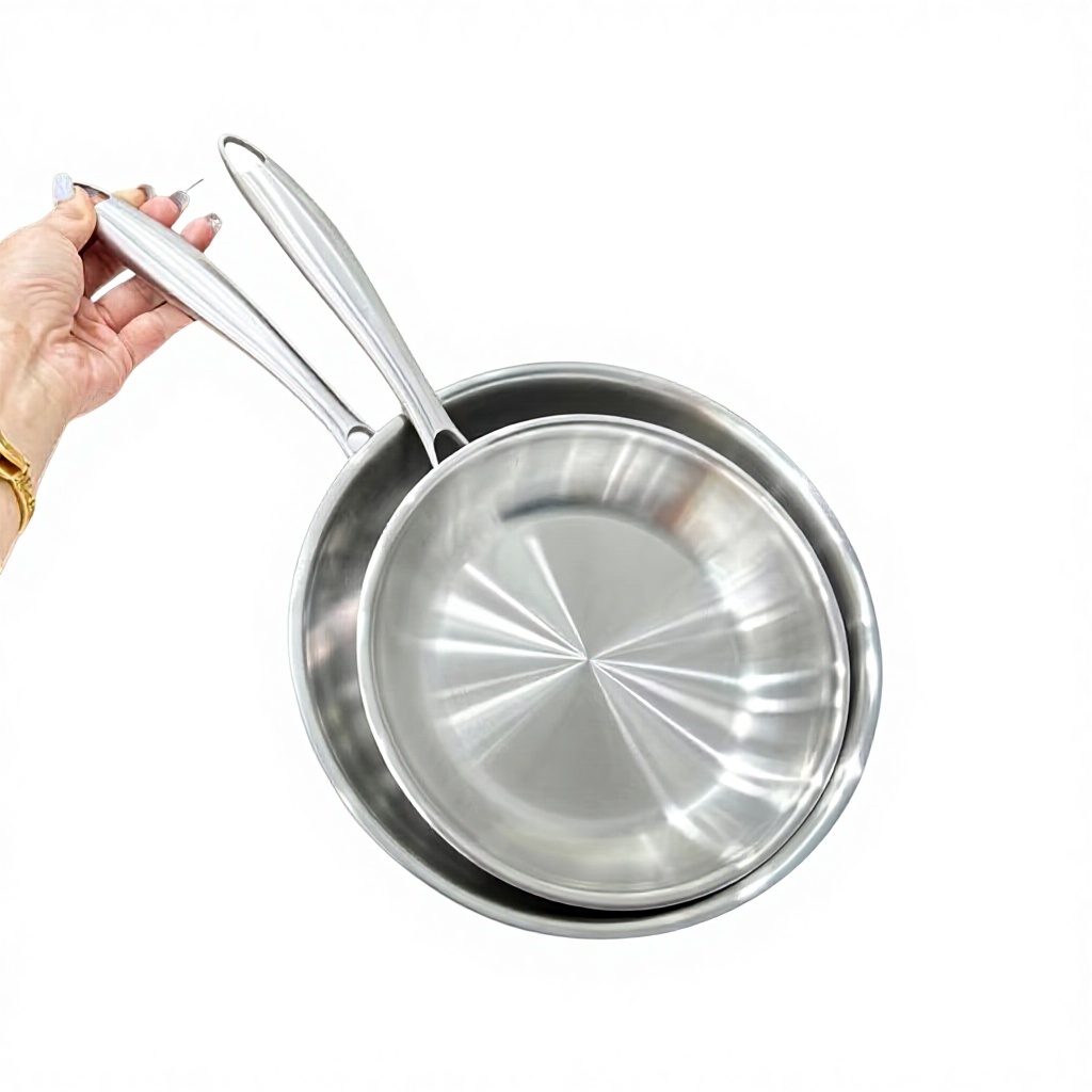 Professional 3-Ply 304 Stainless Steel Frying Pan - Modern Non-Stick Skillet, Tri-Ply Bottom, Induction &amp; Gas Compatible