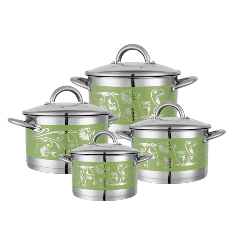 OEM/ODM Manufacturer 201 Stainless Steel Straight Shape Cookware Casserole Stock Pot with Color Pattern Coating