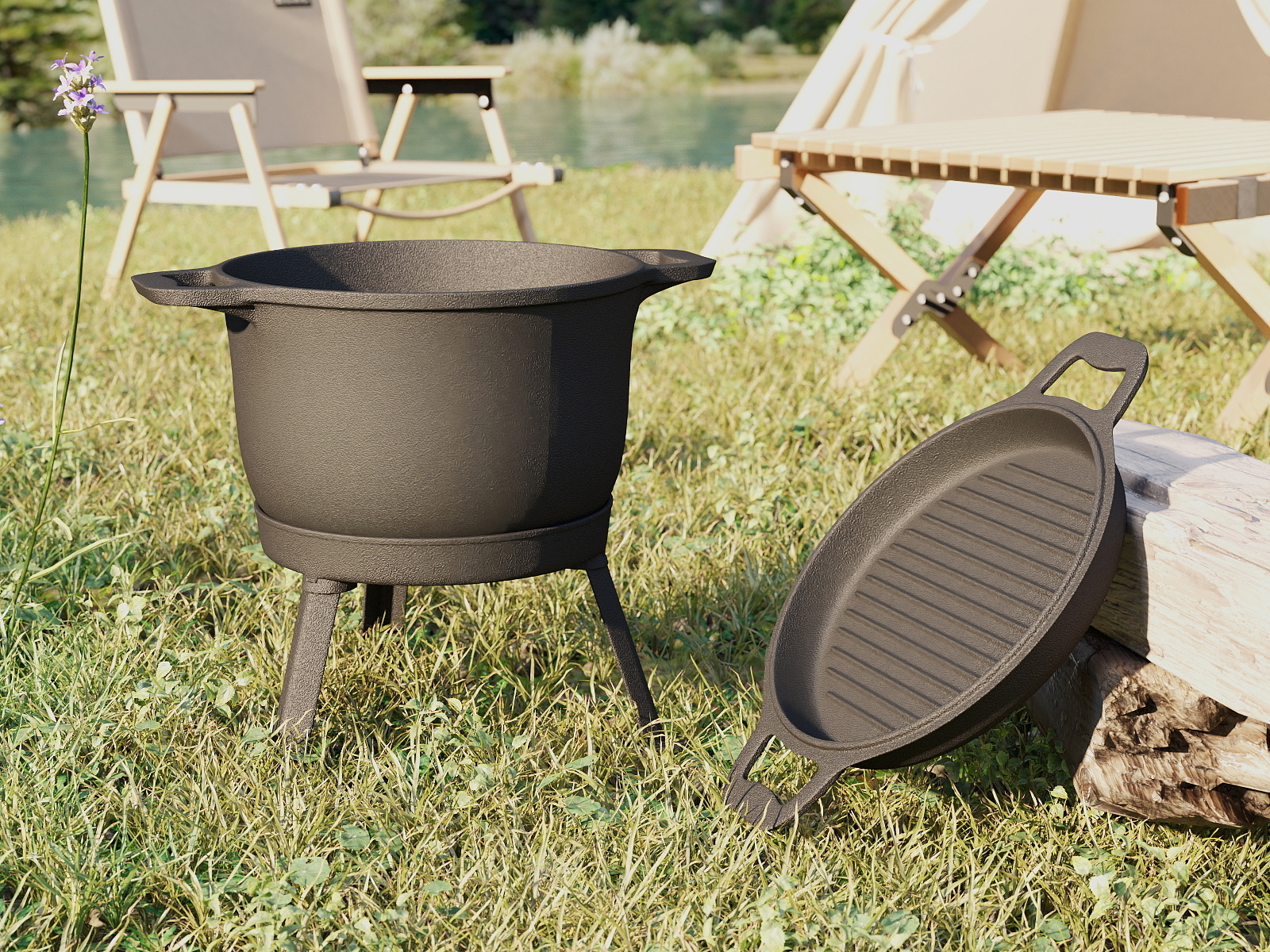 Outdoor Camping Cast Iron Dutch Oven Three-Legged Cauldron Roasting 5.0L Eco-Friendly Gas Cooker Compatible Stainless Steel
