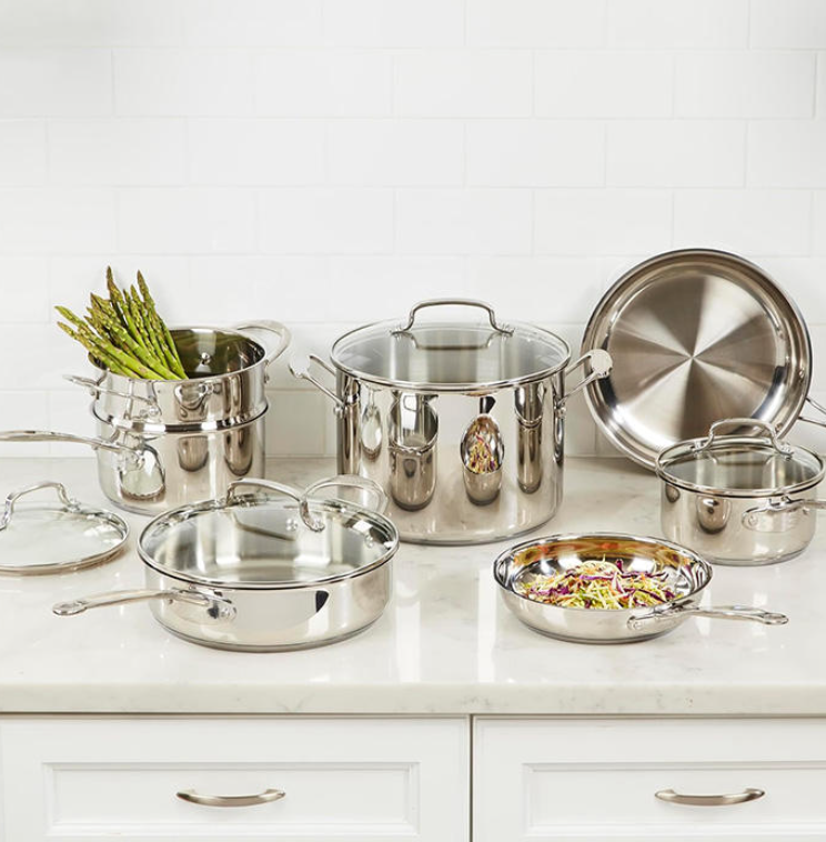 Premium Stainless Steel Kitchen Cookware Collection - Induction Ready Pot Set with Glass Lids &amp; Steamer Insert