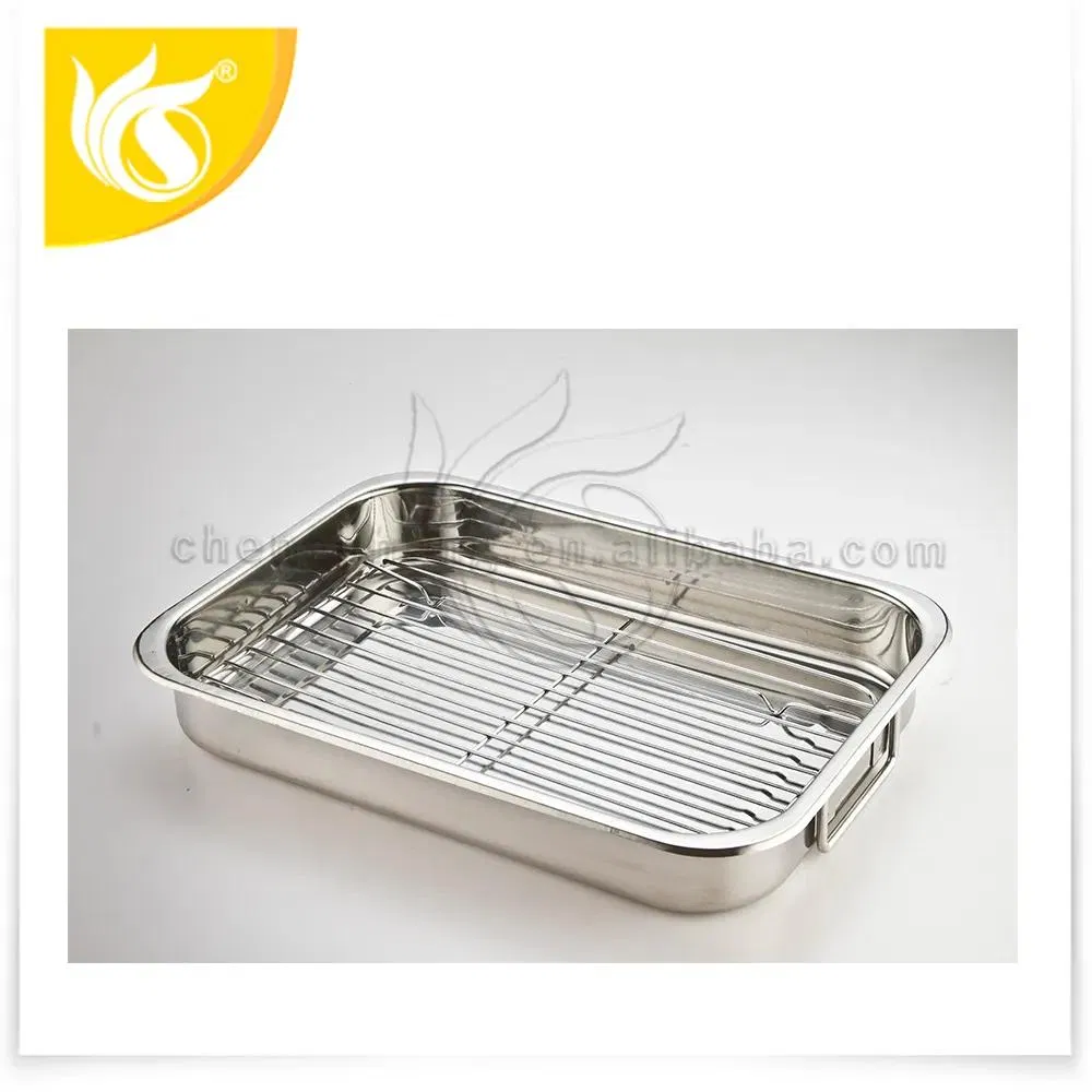 Bake Pan with Rack Stainless Steel Roasting Pans 37*26*5cm