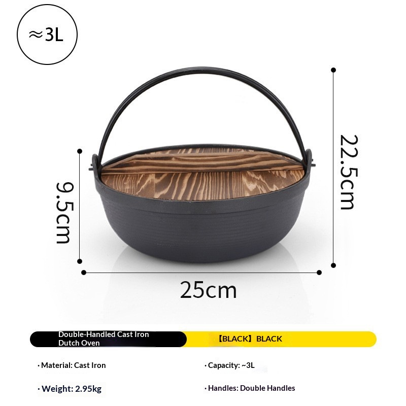 Outdoor Dutch Oven Camping & Home Cooking Suki Non-Coated Non-Stick Thickened Wok Eco-Friendly Heat Preservation Cookware