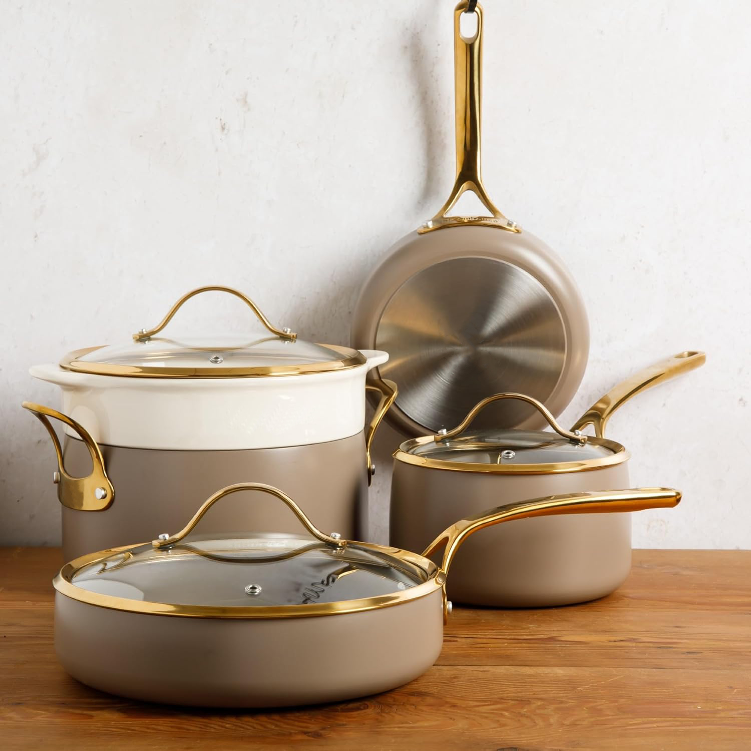 8 Piece Pots and Pans Heavy Duty Aluminum Premium PFA Free Ceramic Nonstick Cookware Set with Lid