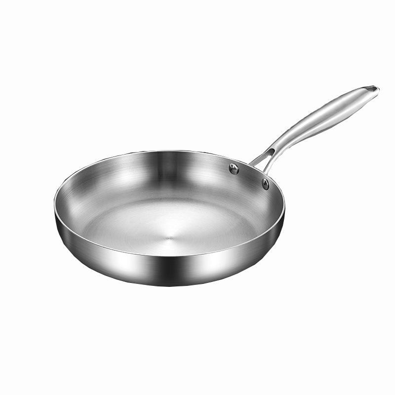 Kitchen Cookware Round Commercial Round Stainless Steel Pan Eggs Large Commercial Deep Frying Pan Set of Pan