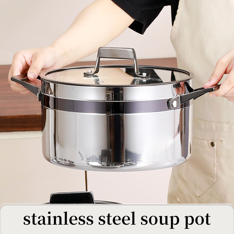 Luxury Design 7-Piece Stainless Steel Cookware Set Non-stick Glass Lid Handles Oven/Dishwasher Safe Gas Induction