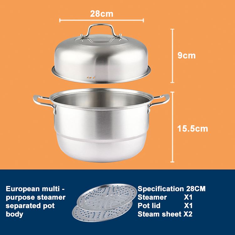 Wholesale Kitchen Korean Food Grade Soup Stainless Steel Pot Food Steamer Cooking Steamer Pot Cookware