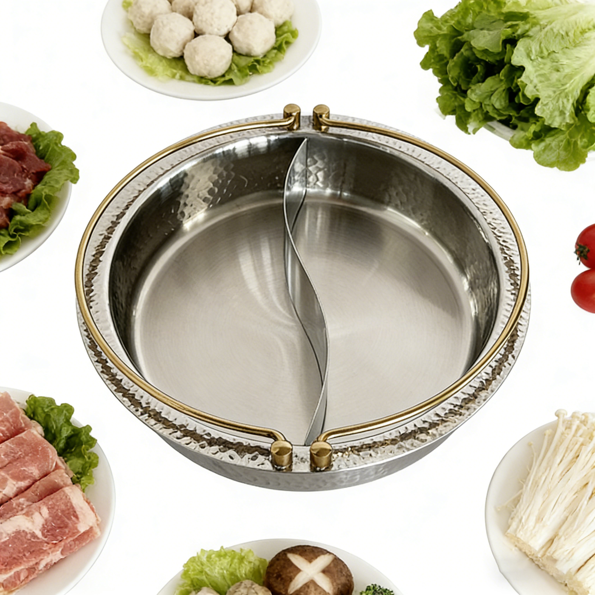 Heating Square Stainless Steel Hot Pot Cookware Three-Layer Steel Divider Energy Saving Easy Cleaning Customizable Commercial