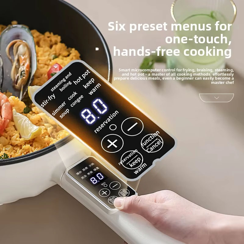 Electric Stainless Steel Frying Pan Multifunctional All-In-One Cooking Steaming Pot Home Dormitory Use Small Non-Stick Plug-In
