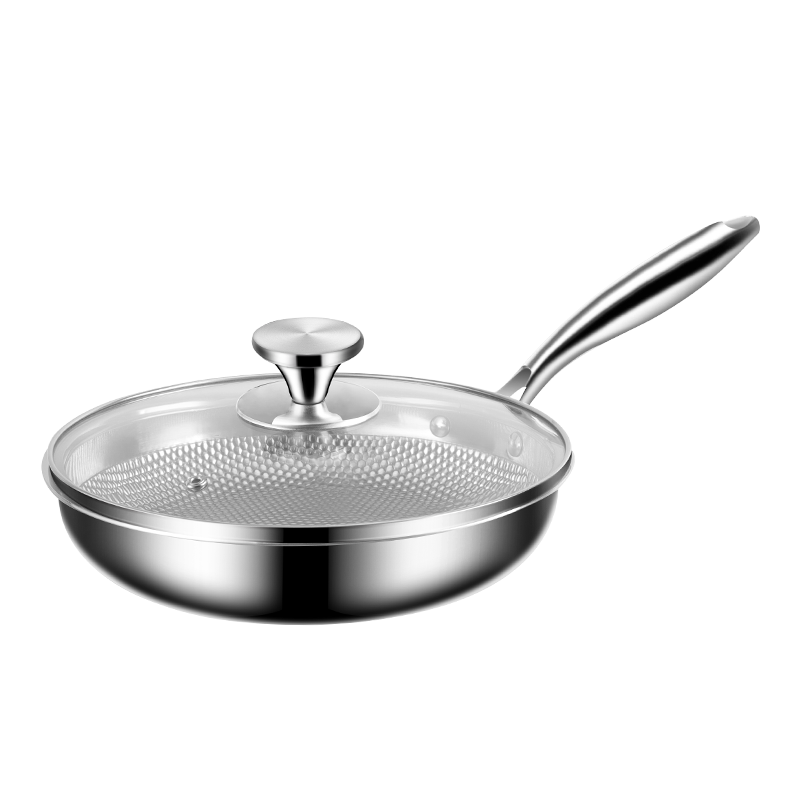 Professional 5-Ply Stainless Steel Wok Uncoated Nonstick Design Deepened Pan Glass Lid 3-6L Capacity Gas Induction Cooker
