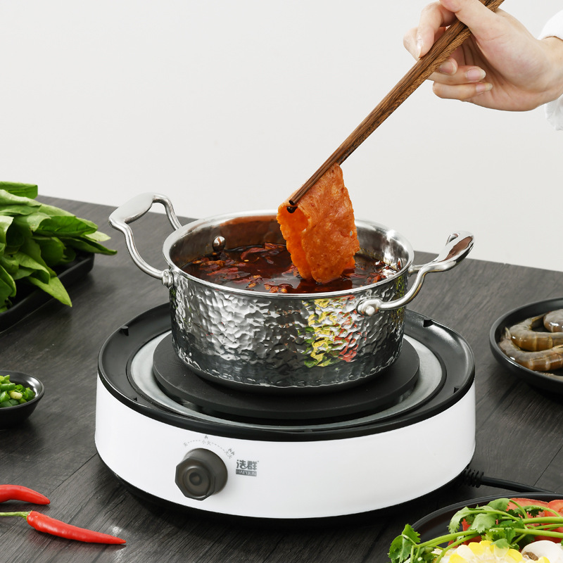 In Stock Cookware Hammer Grain Stock Pot 304 Small Home Restaurant Hot Pot Stainless Steel Pot
