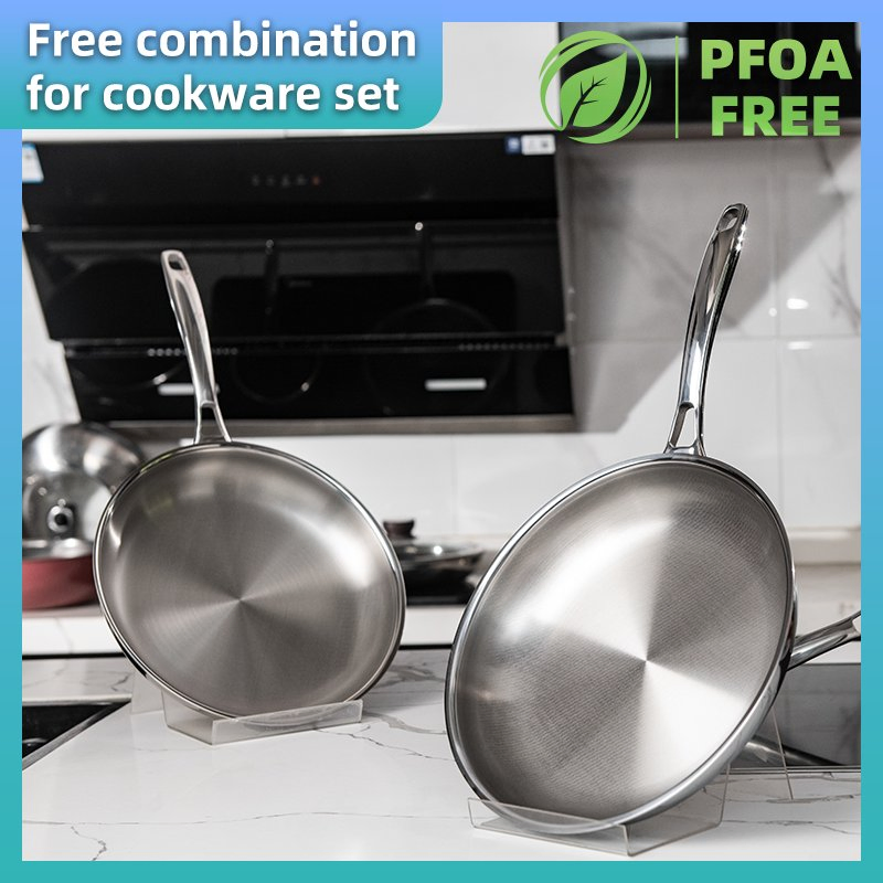 Exclusively Established Free Tri-Ply Stainless Steel Discoloring Proof Cookware 28cm Frying Pan