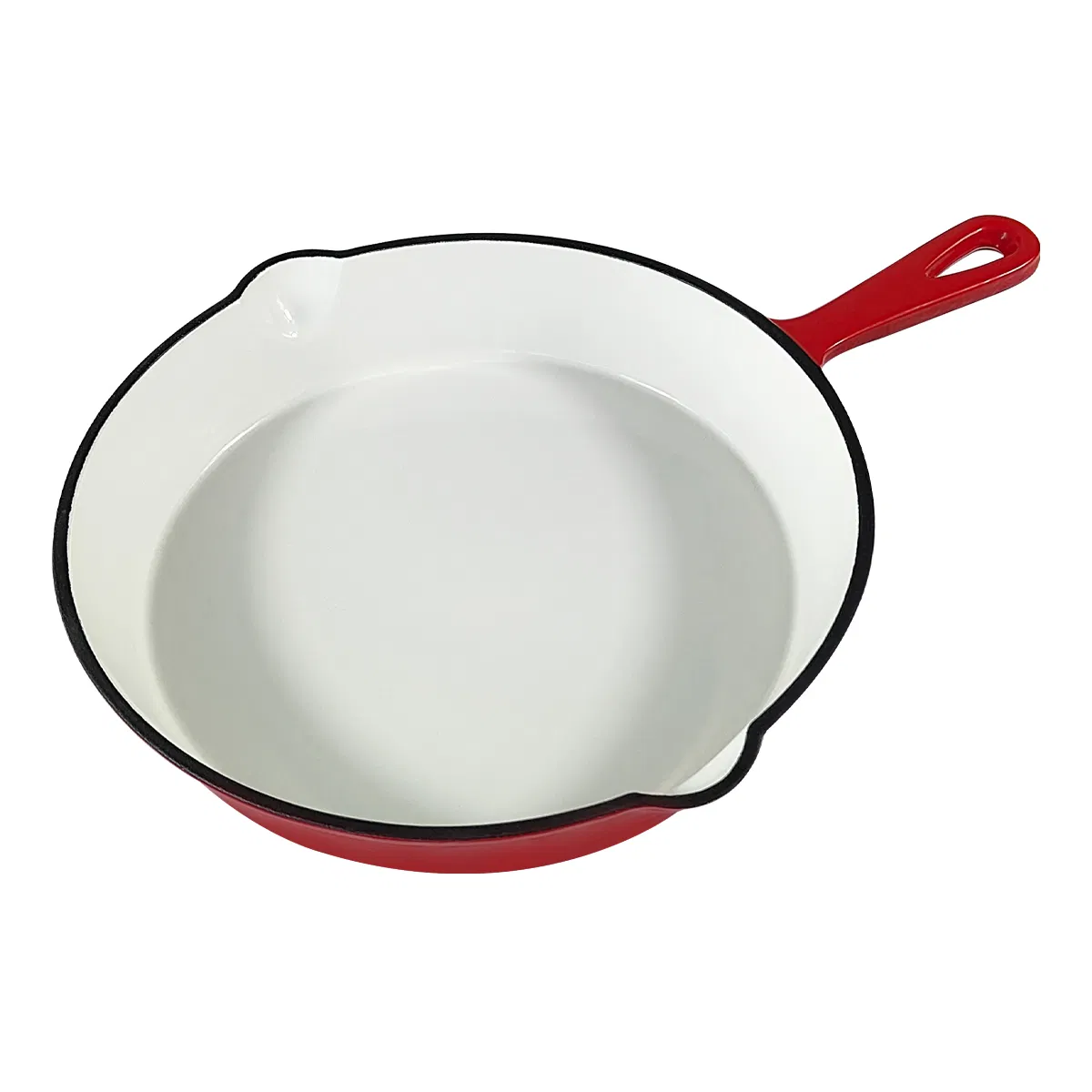 Cast Iron 10 Inch Skillet Frying Pan, Oven, Stovetop, Grill, Campfire &amp; Induction Compatible, Durable, Non-Toxic, Even-Heating Cookware, Red, Round