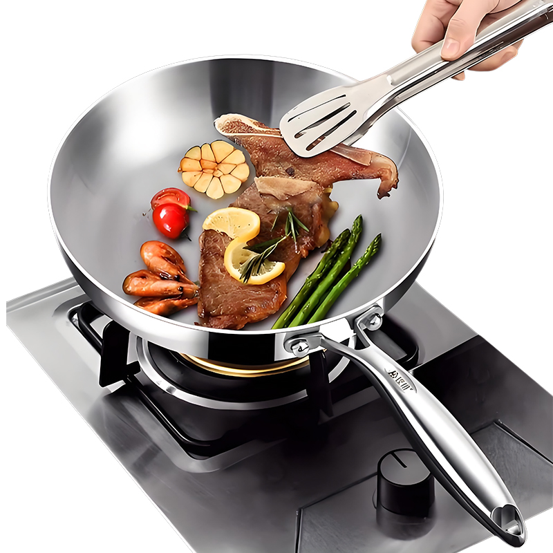 Professional Kitchen Cookware 36cm Extra Large Stainless Steel Non-Stick Fry Pan Induction Compatible Modern Design