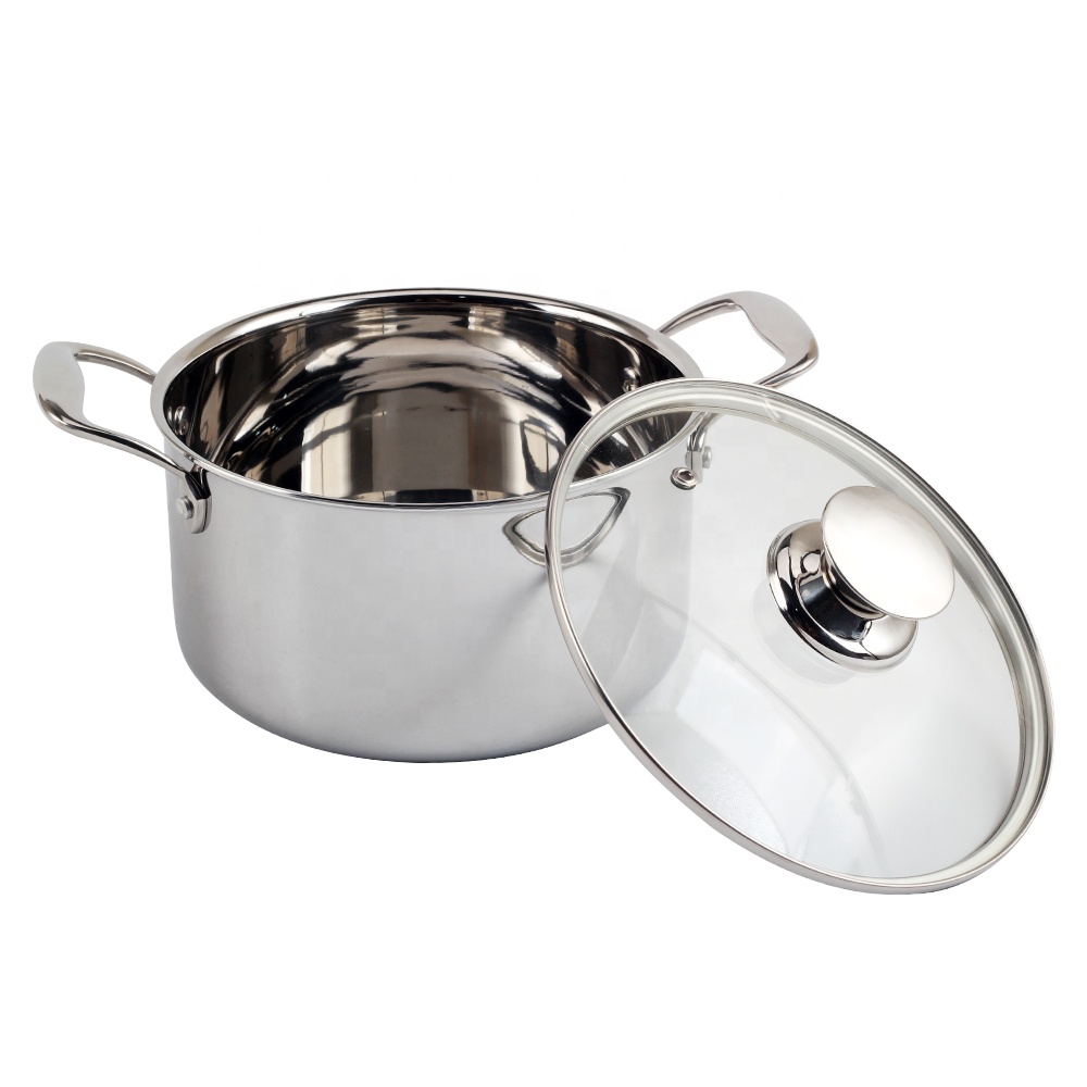 Induction-Ready Small Dutch Oven Pot, Tri-Ply Stainless Steel Stock Pot with Visible Lid