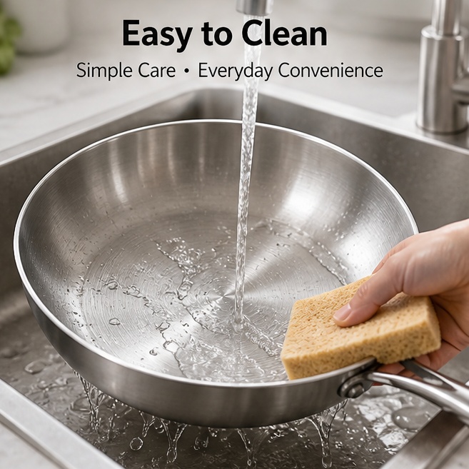 304 Stainless Steel Thickened Three-Layer Uncoated Non-Stick Fluorine-Free Frying Pan Modern Minimalism Design Glass Lid for Gas