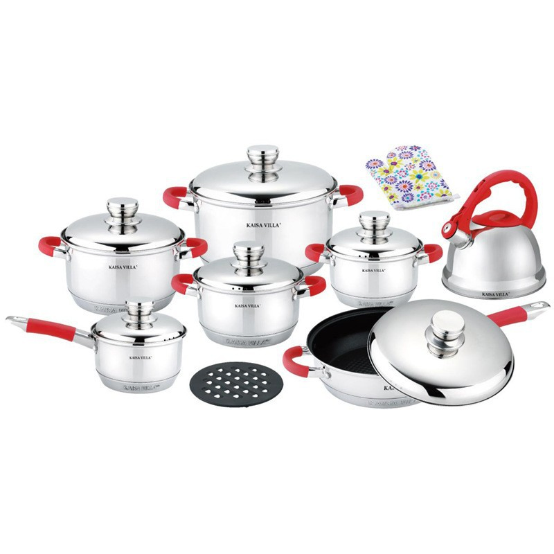 12PCS No Coating Non-Stick Kitchen Tri Ply 304 Stainless Steel Induction Cookware Set High Quality Pots and Pans Set with Lid