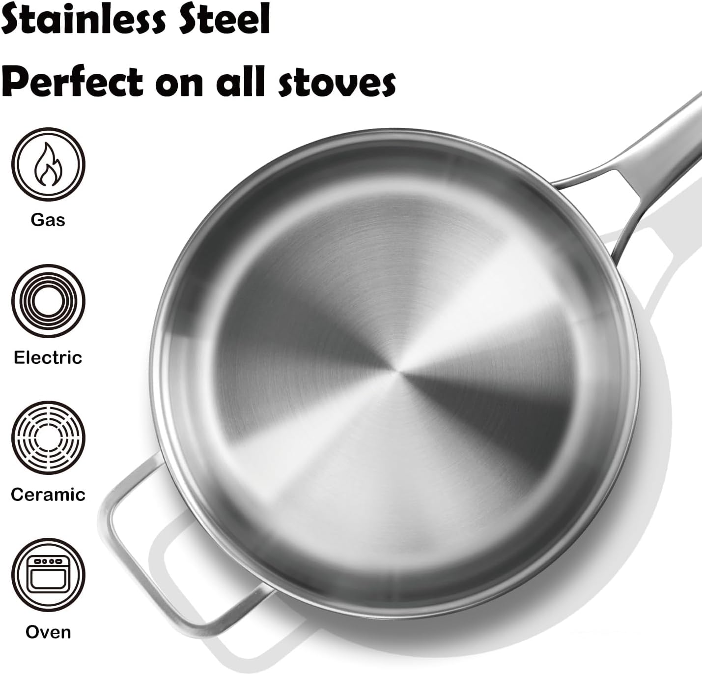 Tri ply Stainless Steel Soup Stock Pot Large Kitchecn Home Restaurant Cookware 5 QT Sauce Dutch Oven with lid