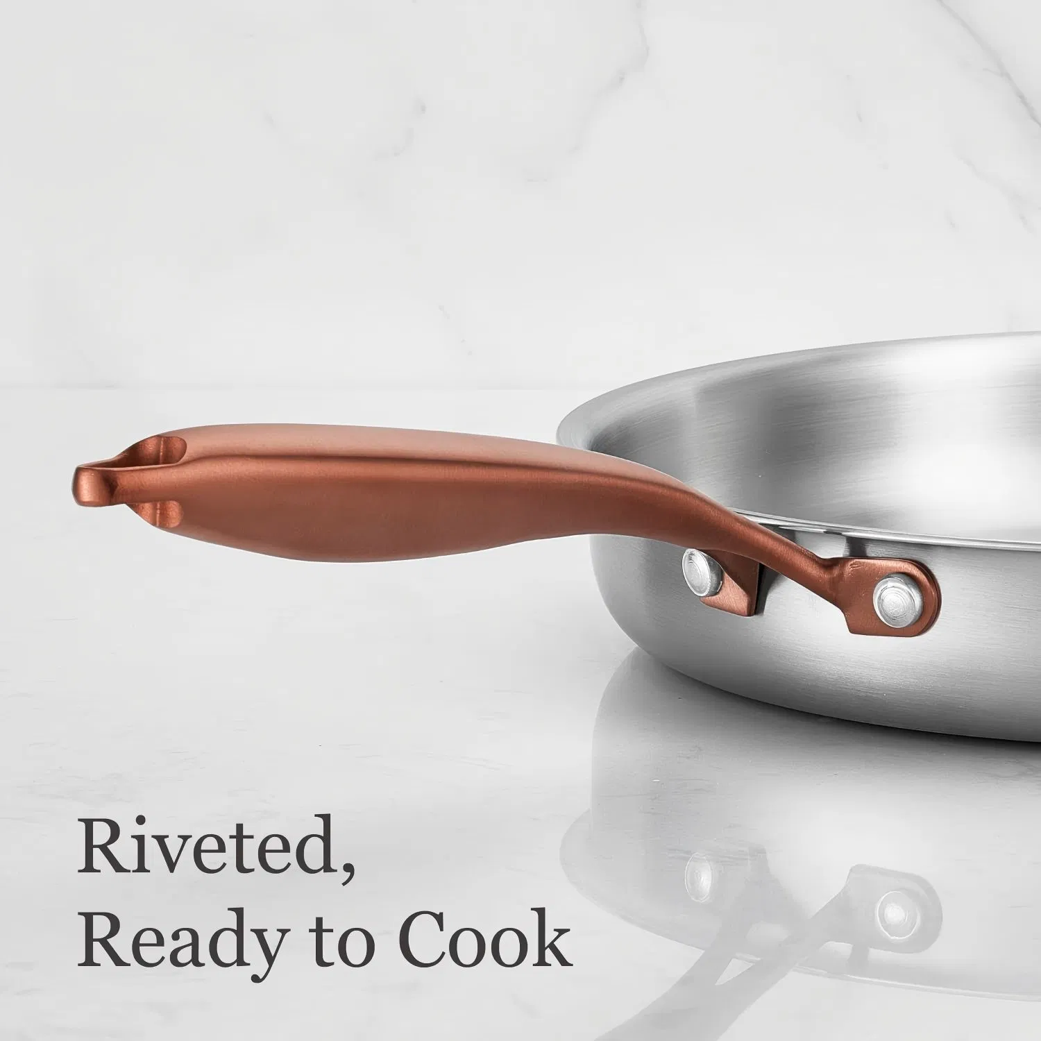 3-Piece Tri-Ply Stainless Steel Frying Pan Set, Skillet Set 8"/10"/12", Induction Compatible, Oven &amp; Dishwasher Safe, Gold Handle, Mothers Day Gifts