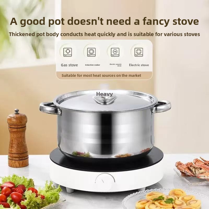 10-Piece Stainless Steel Induction Compatible Chinese Style Kitchen Cooking Steamer Soup Set Cooker Set