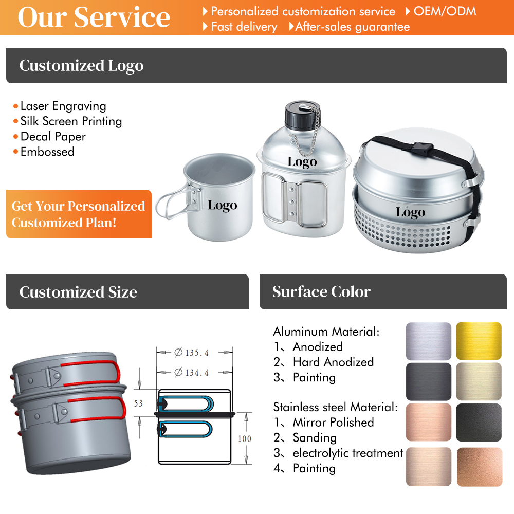 Factory Price Stainless Steel Mirror Polished Lightweight Outdoor Camping Cooking Portable Set Cookware And Kitchen Utensils