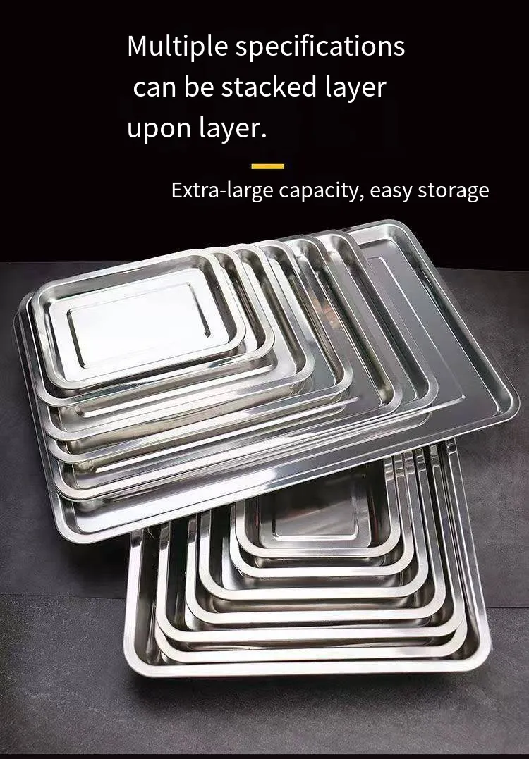 Stainless Steel Rectangular Flat-Bottom Baking Pan - Detail 2