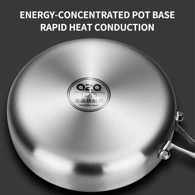 OEM/ODM 20-32cm Hollow Handle Restaurant Chinese Round Deep Non Stick Skillet Triply 304 Stainless Steel Frying Pan No Toxic