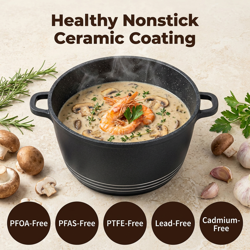 Die Cast Aluminum 10-Piece Classic Non-Stick Cookware Sets With Stainless Steel Handles Induction Bottom Oven &amp; Dishwasher Safe