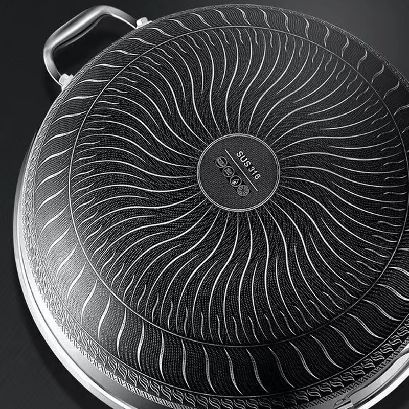 DSFOM 5103 316 Stainless Steel Honeycomb Cookware Large Capacity 36 38 40 42cm Wok with Two Ears