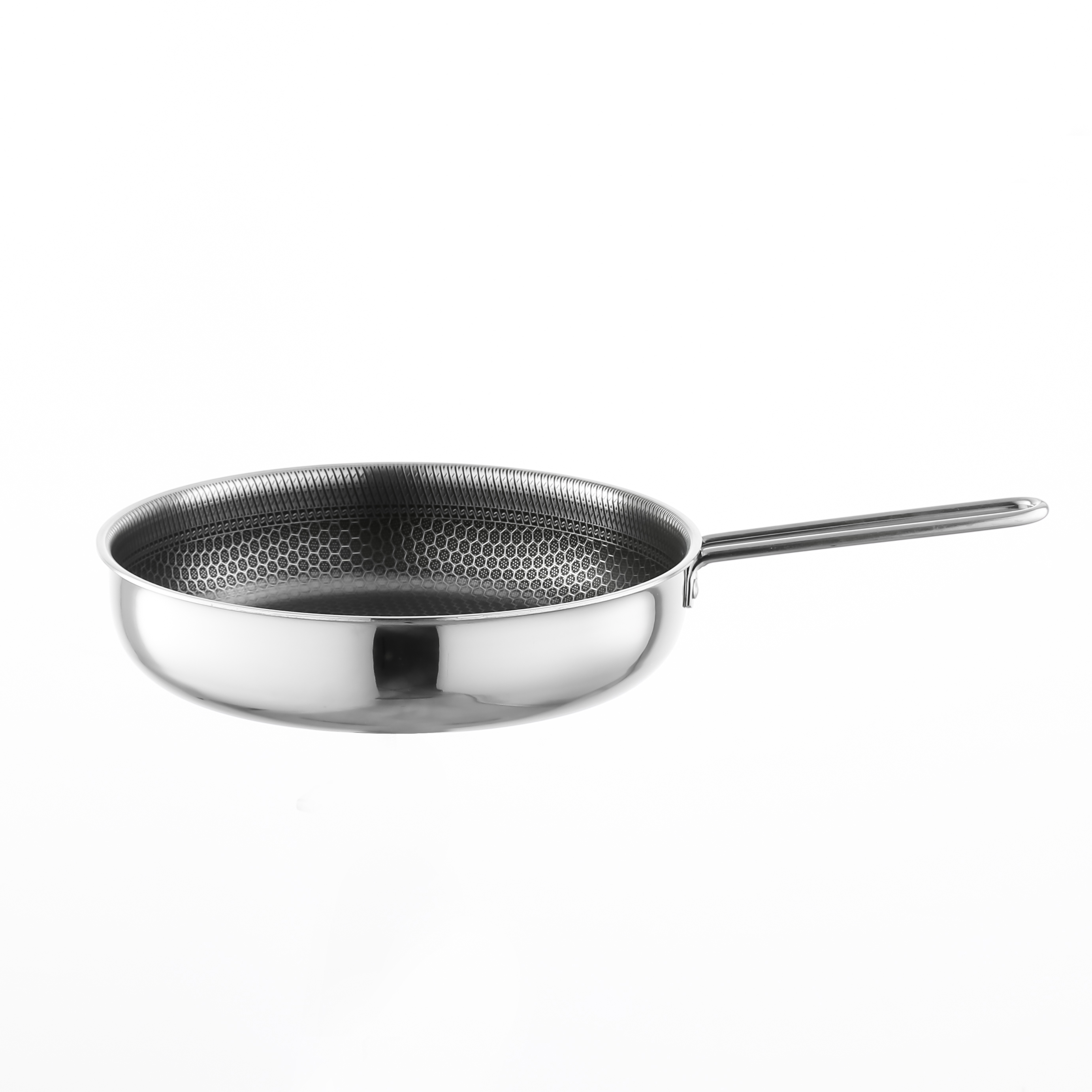 OEM ODM Honeycomb Etch Skillet Fry Pans Non Stick Household Thickened 304 Stainless Steel Frying Pan With Glass Lid