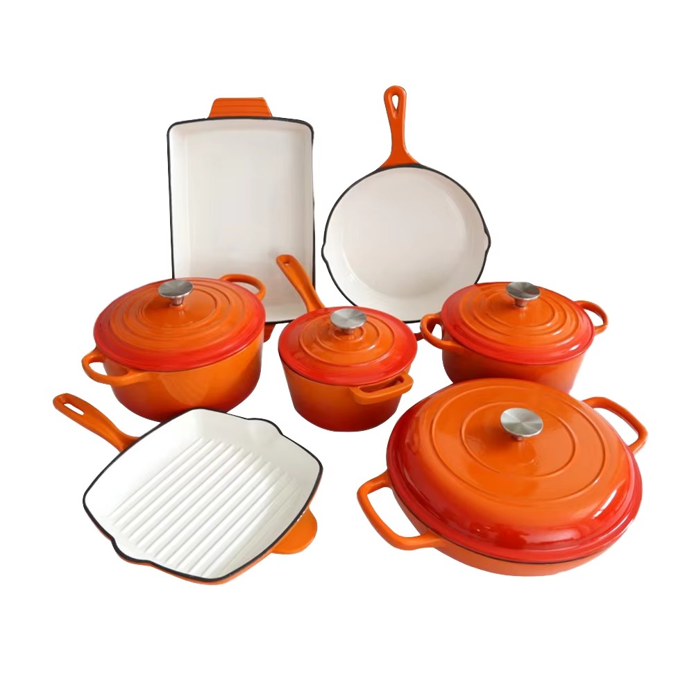 Non-Stick Modern Metal Dutch Oven Casseroles Set Enamel-Coated Cast Iron Lid Induction Compatible 1.9L Capacity Dishwasher Safe