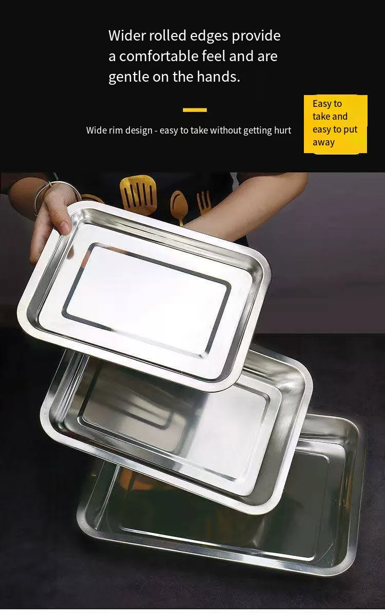 Stainless Steel Rectangular Flat-Bottom Baking Pan - Detail 3